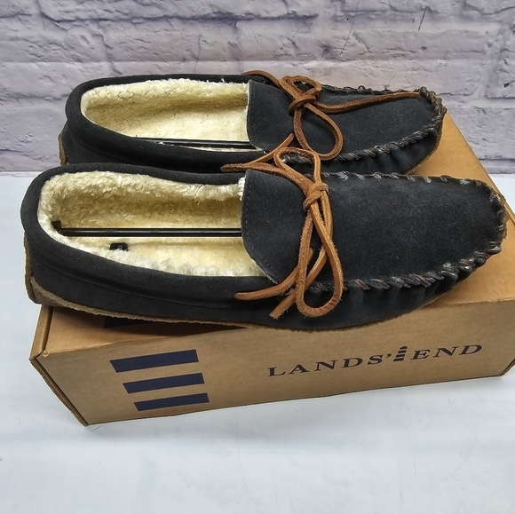 Lands End Womens Flats Loafers 10B Suede Leather Bow Slip On Driving Shoes - Picture 2 of 9